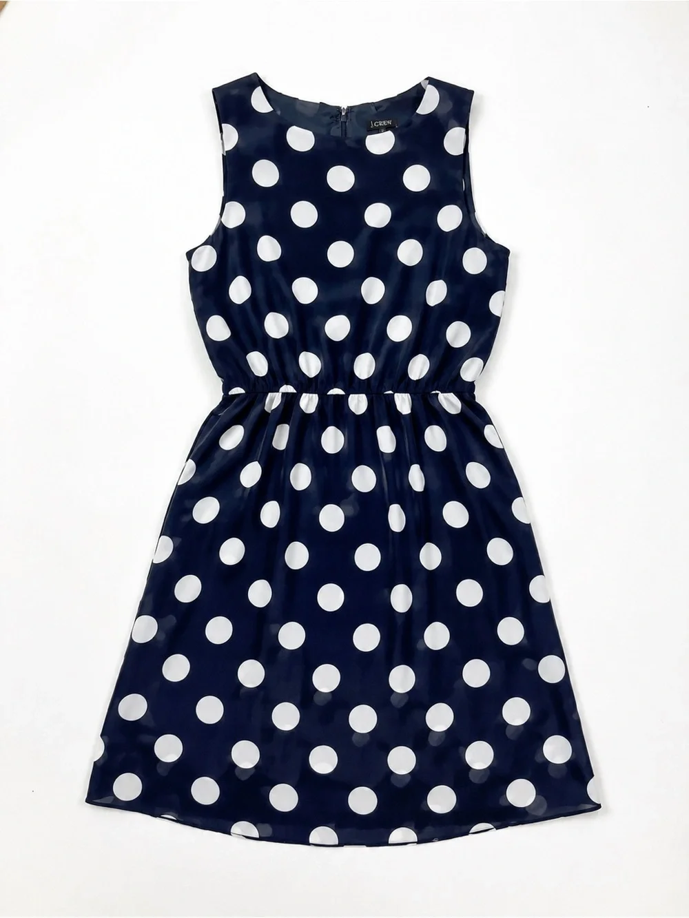 J. Crew Navy and White Polka Dot Sleeveless Mini A-line Dress Size 8